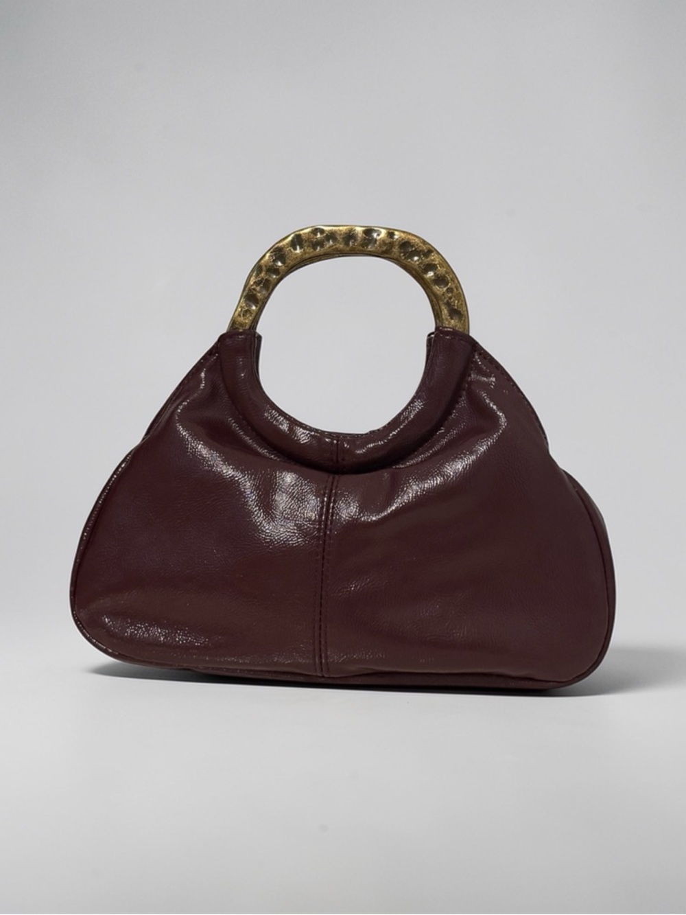 Women's Burgundy Handbag with Gold Handle